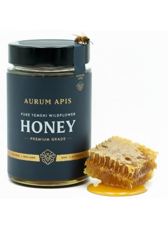 Aurum Apis Yemeni Wildflower Honey, 100% Raw Unfiltered Pure Honey, Hand Harvested Organic Honey, Non-GMO, Rich Nutrients & Energy Source, Respiratory Relief, Thick Honey – 500g Honey Jar - Image 1